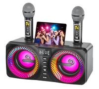 Musyvocay Sistema de Karaoke Portátil, 30W Altavoz Bluetooth Multifuncional con 2 Micrófonos UHF Inalámbricos y Ranuras Recargables, Karaoke Completa para Amigos en Casa