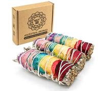 MUT22 3 Salvia Blanca con 7 Chakras de Pétalos Sagrada para Quemar, Hierba de Purificación y Armonía, Salvia Apiana 100% Natural, Ideal para Limpieza Espiritual y Rituales Energéticos