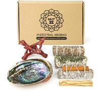 MUT22 Kit Sahumerio, Palo Santo, Atado con Canela, Salvia con Ruda, Salvia Real, Concha de Abulón y tripode - Kit Completo para Purificación y Armonización