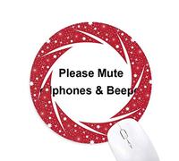Mute celulares & amp; beepers símbolo Wheel Mouse Pad de Goma roja Redonda