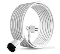 MutecPower Cable alargador de 10m con Enchufe Plano en ángulo de 90° con Contacto de protección hasta 250V 16A - Cable de extensión Schuko IP20 de Enchufe Plano para Interiores - 10 Metros Blanco