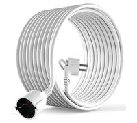 MutecPower Cable alargador de 15m con Enchufe Plano en ángulo de 90° con Contacto de protección hasta 250V 16A - Cable de extensión Schuko IP20 de Enchufe Plano para Interiores - 15 Metros Blanco