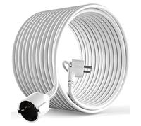 MutecPower Cable alargador de 20m con Enchufe Plano en ángulo de 90° con Contacto de protección hasta 250V 16A - Cable de extensión Schuko IP20 de Enchufe Plano para Interiores - 20 Metros Blanco