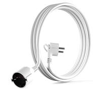 MutecPower Cable alargador de 2m con Enchufe Plano en ángulo de 90° con Contacto de protección hasta 250V 16A - Cable de extensión Schuko IP20 de Enchufe Plano para Interiores - 2 Metros Blanco