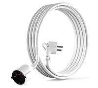 MutecPower Cable alargador de 3m con Enchufe Plano en ángulo de 90° con Contacto de protección hasta 250V 16A - Cable de extensión Schuko IP20 de Enchufe Plano para Interiores - 3 Metros Blanco
