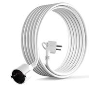 MutecPower Cable alargador de 5m con Enchufe Plano en ángulo de 90° con Contacto de protección hasta 250V 16A - Cable de extensión Schuko IP20 de Enchufe Plano para Interiores - 5 Metros Blanco
