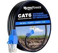 MutecPower Cable CAT6 impermeables para exteriores de 15 m - CCA - Cable de red ethernet para soterramiento directo - 250 MHz - 15 metros