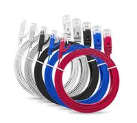 MutecPower Cable PLANO DELGADO 5m Cat6 RJ45 cable Patch Rete Ethernet Lan - Pack de 5" Multicolor - 5 metros + 15 bridas