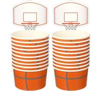 Muteitt 20 Vasos De Papel con Forma De Aro De Baloncesto para Decoración De Fiestas De Cumpleaños, Tazones De Papel con Temática De Baloncesto, Recuerdos De Fiesta.