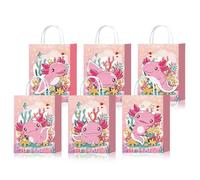 Muteitt Bonitas Bolsas De Regalo De Ajolote para Fiestas, 12 Unidades De Bolsas De Regalo De Ajolote Rosa, Bonitas Bolsas De Papel con Asas para Dulces De Animales, Ideales para Decorar