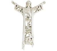 Muteitt Crucifijo Cruz De Pared Estatuas De Jesús, Cruz De Oración Católica Hueca Hecha a Mano Cristiana Primera Comunión Regalos De Bautizo Decoración De Pared del Hogar