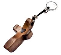 Muteitt Llavero con Cruz, Cruza Corazón Desde Tierra Santa, Llavero con Forma De Corazón De Cruz De Madera De Jesús, Llaveros con Cruz Que Sostienen Regalos De Jesús