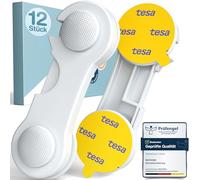MUTKIND® Tesa - Seguridad infantil para armarios (12 unidades, pegamento de Tesa), agarre extrafuerte, seguro para armarios y cajones para bebés, para armarios, frigoríficos, puertas, cajones de