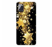MUTOUREN Funda para Samsung Galaxy A51 4G Transparente Cristal Case TPU Silicona Cover Ultra Fino Anti-Choques y Anti-Arañazos Carcasa con Gratis [Protector de Pantalla], Estrellas Doradas Brillantes