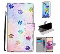 MUTOUREN Funda para Xiaomi Redmi Note 10 5G con Protector de Pantalla, Carcasa PU Cuero Flip Folio Cover Wallet Case Anti-rasguños Protectora Bolsillo Carteras - Huella