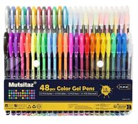Mutsitaz 48 Colores Bolígrafos de Gel para adultos - Incluye purpurina, metálico, neón y clásicos - Para scrapbooking, colorear, dibujar y artesanal