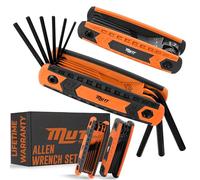 Mutt Tools - Juego de llaves Allen plegables de 17 piezas, juego de llaves hexagonales SAE y métricas con codificación de colores, herramienta de llave Allen compacta para bicicletas, bricolaje, tiro