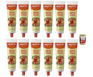 Mutti Doppio Concentrato di Pomodoro, concentrado de tomate doble, 100% tomate italiano, tubo de 130 g + lata italiana gourmet Polpa di Pomodoro de 400 g