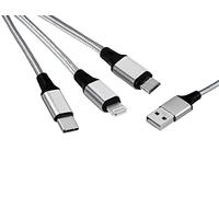 MUTTO 3 en 1 Multi Cable de Carga Universal USB a cabezal Micro USB/ USB-C/ LIGHTNING PARA APPLE compatible con iPhone Serie 11&12/X/XS/XR/8/8 Plus/7/7 Plus y Android, Samsung, Huawei, Kindle, Xiaomi