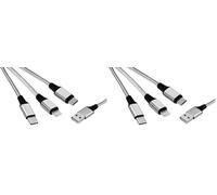 MUTTO 3 en 1 Multi Cable de Carga Universal USB a cabezal Micro USB/USB-C/LIGHTNING PARA APPLE compatible con iPhone Serie 11&12/X/XS/XR/8/8 Plus/7/7 Plus y Android, Samsung, Huawei, Kindle, Xiaomi