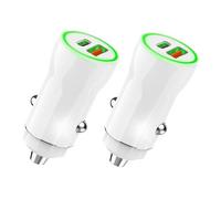 MUTTO Pack 2 Mini Cargador Coche USB C + USB A, Puerto Dual QC3.0, 2.4A, Compatible con Móvil, Tablets y Ipads, iPhone, Samsung y Todos