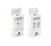 MUTTO pack cargador coche USB, [Puerto Dual QC3.0] 5V / 2A + Cable cargador [MFi Certificado] Lightning de 1 Metro blanco