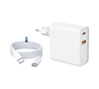 MUTTO Pack Cargador USB C, 65W + Cable USBC 2M, Enchufe Cargador Carga Rápida Tipo C + USB A - Enchufe USB C, Cabezal Compatible con iPhone 17 16 15 14 13 12 11, Samsung, Xiaomi, iPad, Tablet y Todos