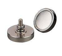 MUTUACTOR 2 imanes redondos de neodimio con base magnética súper potentes,imanes de disco con tornillos magnéticos roscados macho de 1/4 '' - 20 para montaje,fuerza de tracción magnética vertical 68KG