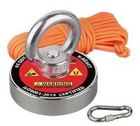 MUTUACTOR C48L - Imán de neodimio N52, superpotente, 100 kg, con anillo circular, para pesca magnética, NdFeB, redondo