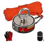 Mutuactor - Juego de imanes de pesca combinados de doble cara de 500 kg, imán de neodimio robusto N52 con cuerda duradera de 20 m, potente imán de recuperación de tesoros en ríos