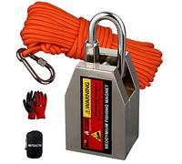 MUTUACTOR - Kit de imanes de pesca de tres lados, potente y combinado de 1200 lb, imán de neodimio súper potente para pescar, recuperación bajo el agua con cuerda de 66 pies y guantes.