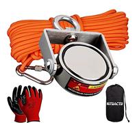 MUTUACTOR - Kit de pesca magnético de doble cara giratorio con fuerza de tracción magnética combinada de 400 kg, imán de neodimio N52, potente imán para recuperar tesoros en ríos