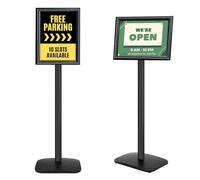 Mutualsign Soporte de exhibición A4 resistente con base estable, soporte de póster de pie para menú/aviso/exhibición, soporte exterior para letreros de bienvenida, color negro