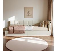 Mutuolux Cama acolchada 90 x 200 cm, sofá de terciopelo, cama individual con iluminación LED y puerto USB y función hidráulica, 1 plaza sofá multifuncional camas convertibles