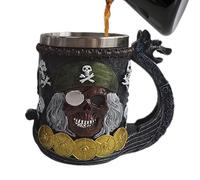 Mutura temática de piratas divertidos - Drinkware aislado reutilizable | TAGNO TEA CAFEATTO, CORTES DE TACOS PIRATAS, TAGNO DE CARENT CAFÉ CAFFE PARA BILETE CUMPLEAÑOS CAPIO ANIVERSARIO PIEDRA