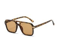 MUTYNE Gafas de sol cuadradas de doble haz para mujer y hombre, lentes de moda, UV400 (leopardo champán).