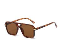 MUTYNE Gafas de sol cuadradas de doble haz para mujer y hombre, lentes de moda, UV400 (té de leopardo)