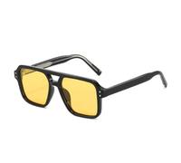 MUTYNE Gafas de sol cuadradas de doble puente para hombre y mujer, con protección UV400, estilo retro, con remaches, en tonos degradados (negro y amarillo)