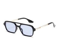 MUTYNE Gafas de sol cuadradas de moda para mujer, gafas de sol amarillas con montura pequeña punk, gafas de sol Uv400 de metal de doble haz retro para hombre y mujer, C4, talla única