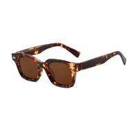 MUTYNE Gafas de sol cuadradas para mujer, modernas, con protección UV400, estilo retro, con remaches, transparentes (té de leopardo).