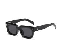 MUTYNE Gafas de sol cuadradas pequeñas de moda para mujer, estilo retro con remaches, para hombre, con lentes oceánicas transparentes, con protección UV400, estilo punk (negro y gris)