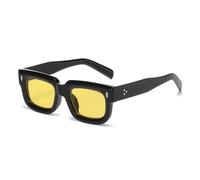 MUTYNE Gafas de sol cuadradas pequeñas de moda para mujer, estilo retro con remaches para hombre, lentes transparentes estilo océano, con protección UV400, estilo punk (negro y amarillo)