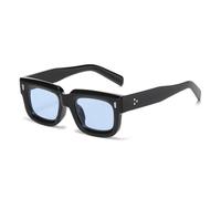 MUTYNE Gafas de sol cuadradas pequeñas de moda para mujer, estilo retro con remaches para hombre, lentes transparentes estilo océano, con protección UV400, estilo punk (negro y azul)