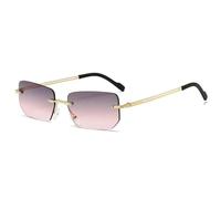 MUTYNE Gafas de sol cuadradas sin marco para mujer, clásicas, ultraligeras, de metal, para exteriores, informales, con protección solar UV400 (gris y rosa)
