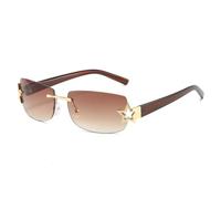 MUTYNE Gafas de sol cuadradas sin marco para mujer, moda, estrella de metal, gafas de sol de tendencia para hombre, UV400, té dorado, talla única