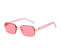 MUTYNE Gafas de sol cuadradas sin montura de moda para mujer, estilo retro, con remaches, lentes oceánicas transparentes, protección UV400 para hombre (rosa)