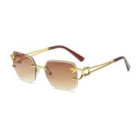 MUTYNE Gafas de sol cuadradas sin montura Gafas de sol sin marco de leopardo para hombre Gafas de sol con espejo para hombre, C3 Gold Brown, talla única