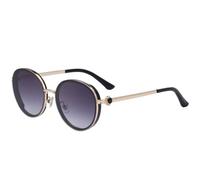 MUTYNE Gafas de sol de moda con montura redonda grande para mujer, de lujo, de metal, estilo punk, para hombre, para viajar en verano, con protección UV400 (gris degradado dorado).