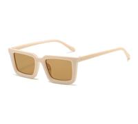 MUTYNE Gafas de sol de moda populares con montura cuadrada pequeña para hombre y mujer, estilo retro, para conducir al aire libre y viajar, con protección UV400 (color beige).