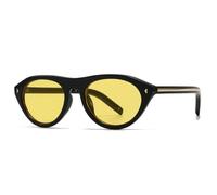 MUTYNE Gafas de sol de ojo de gato color caramelo para mujer, gafas de sol ovaladas a la moda con remaches (negro y amarillo)